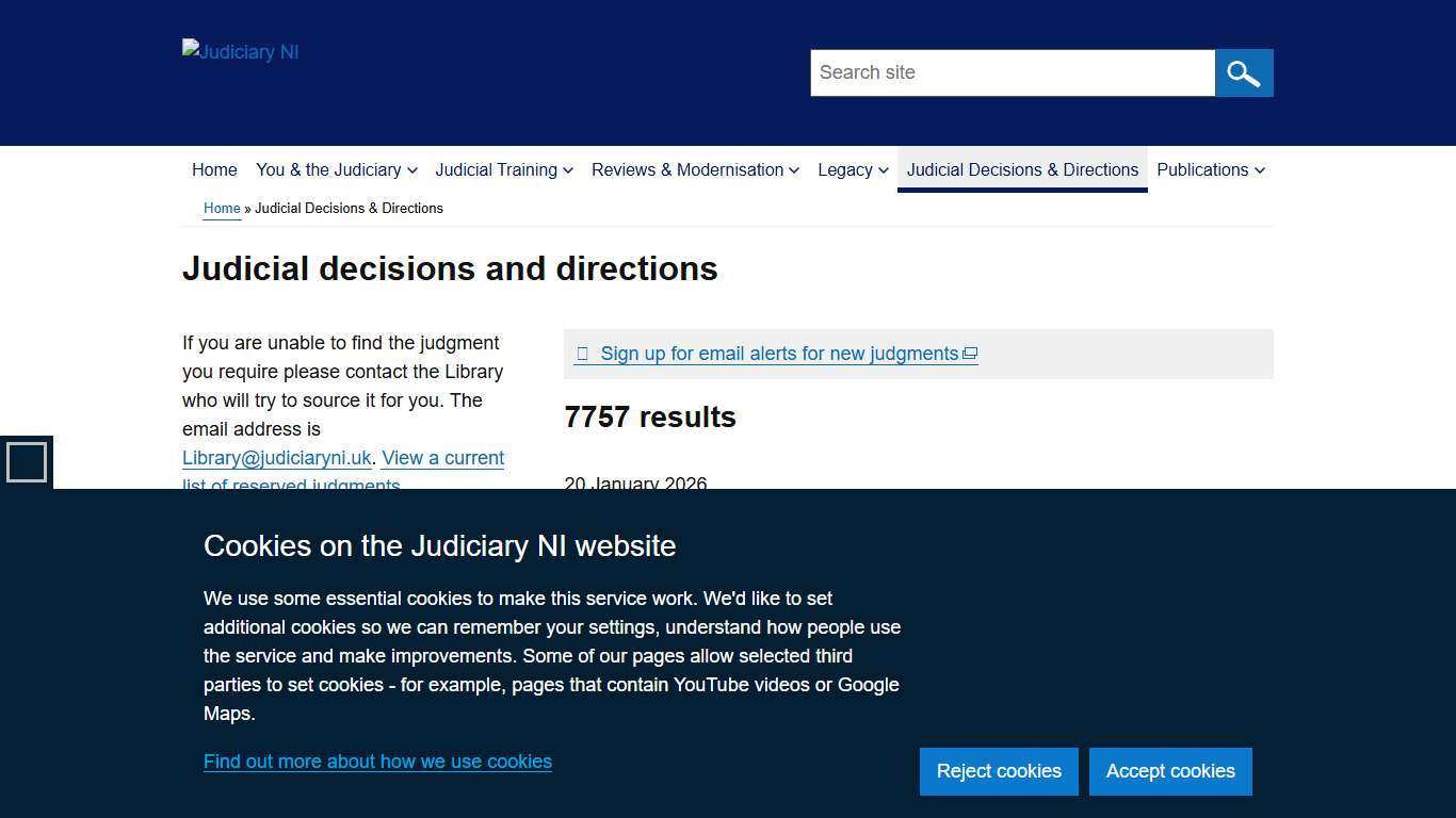 Judicial decisions and directions Judiciary NI